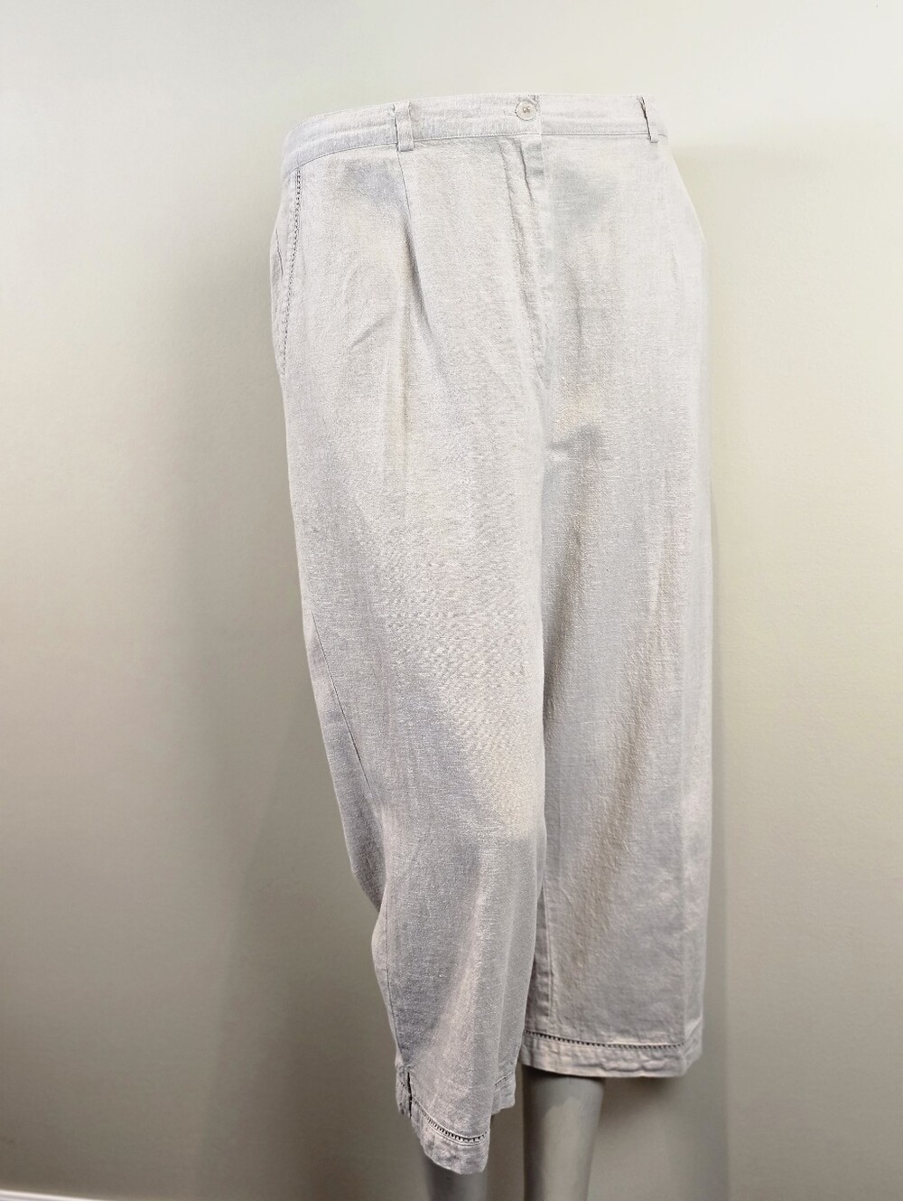 Linen Cotton Blend Capris In Oatmeal- Summer Staple -Breathable Casual Comfort